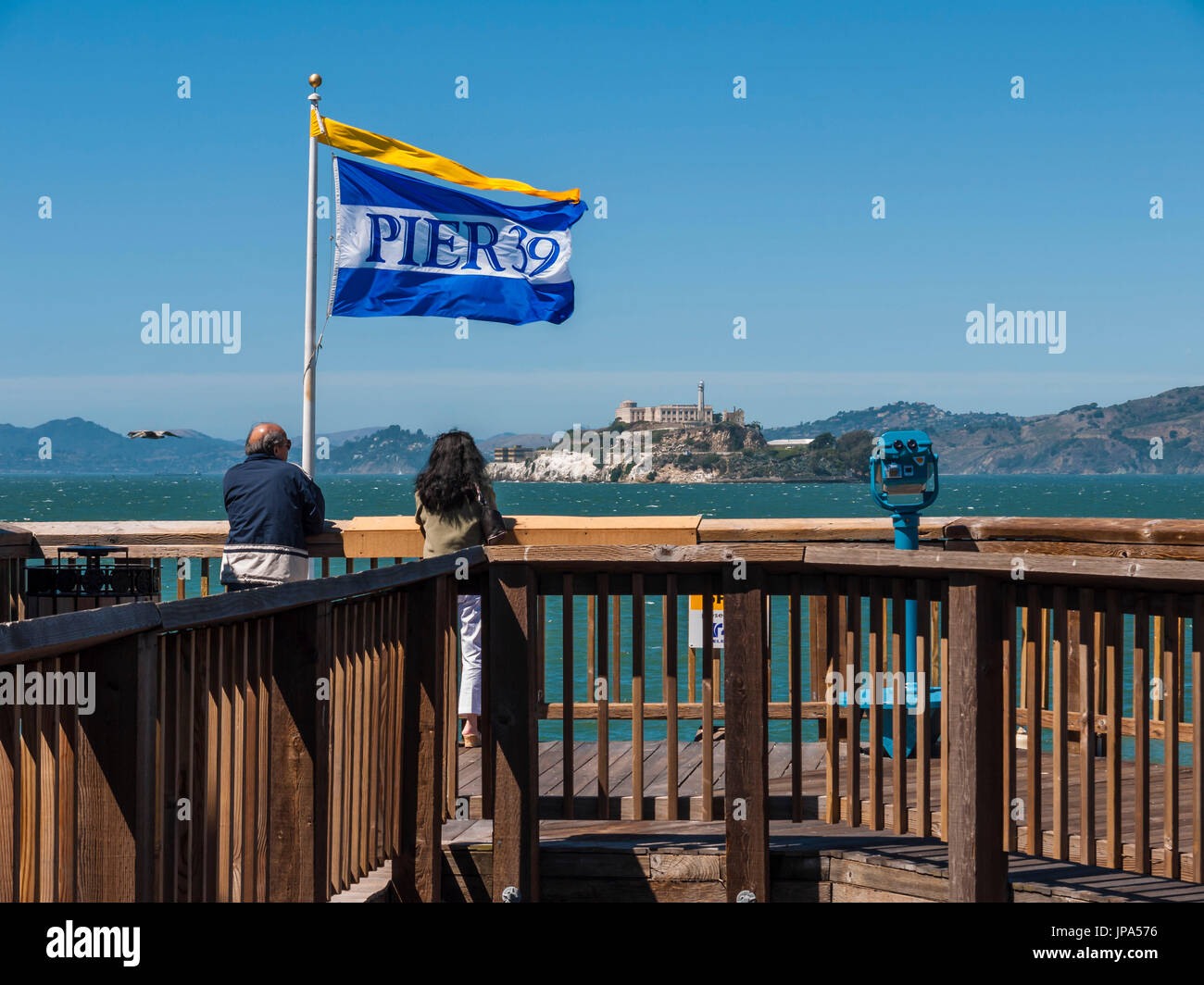 Alcatraz von Pier 39, San Francisco, USA Stockfoto