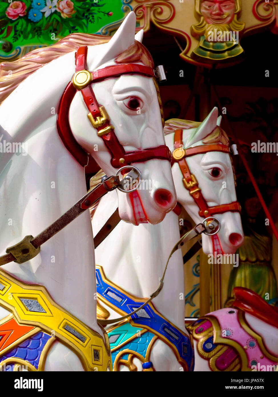 Karussell Pferde, San Francisco, Kalifornien, USA Stockfoto
