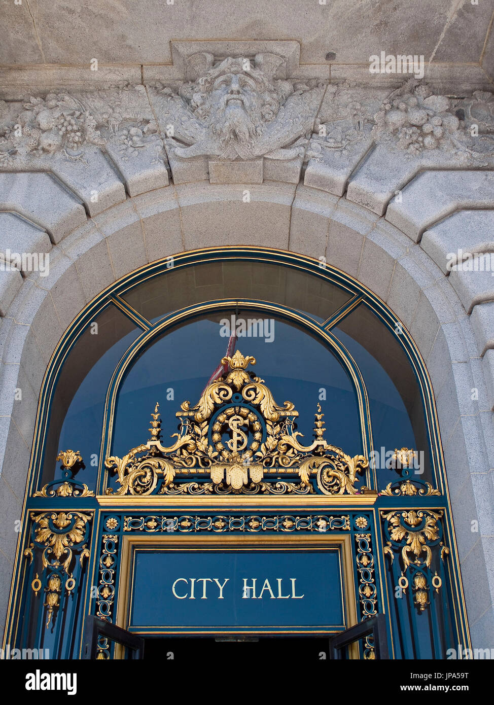 Haupteingang, Rathaus, San Francisco, Kalifornien, USA Stockfoto