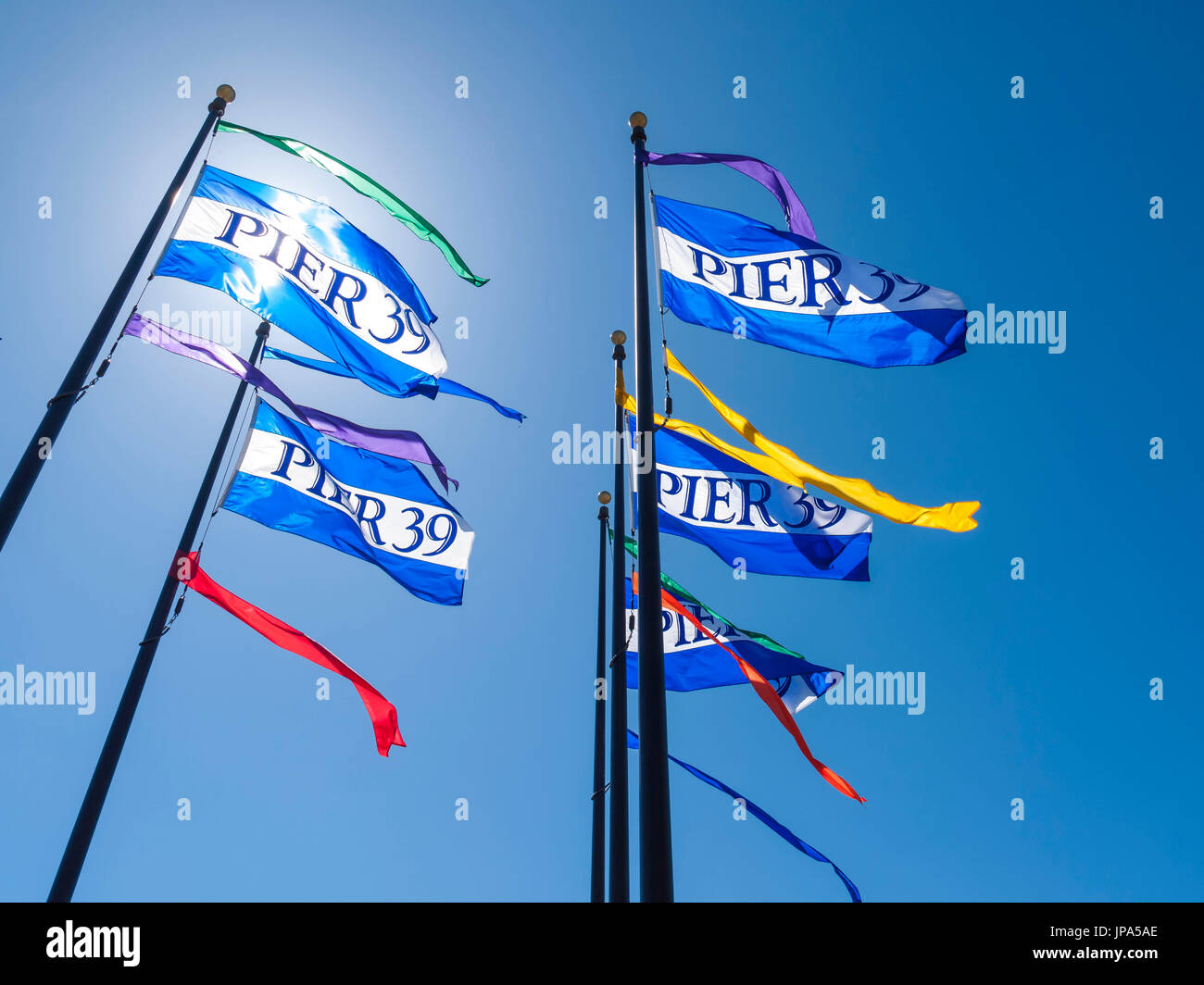 Pier 39 Banner, San Francisco, USA Stockfoto