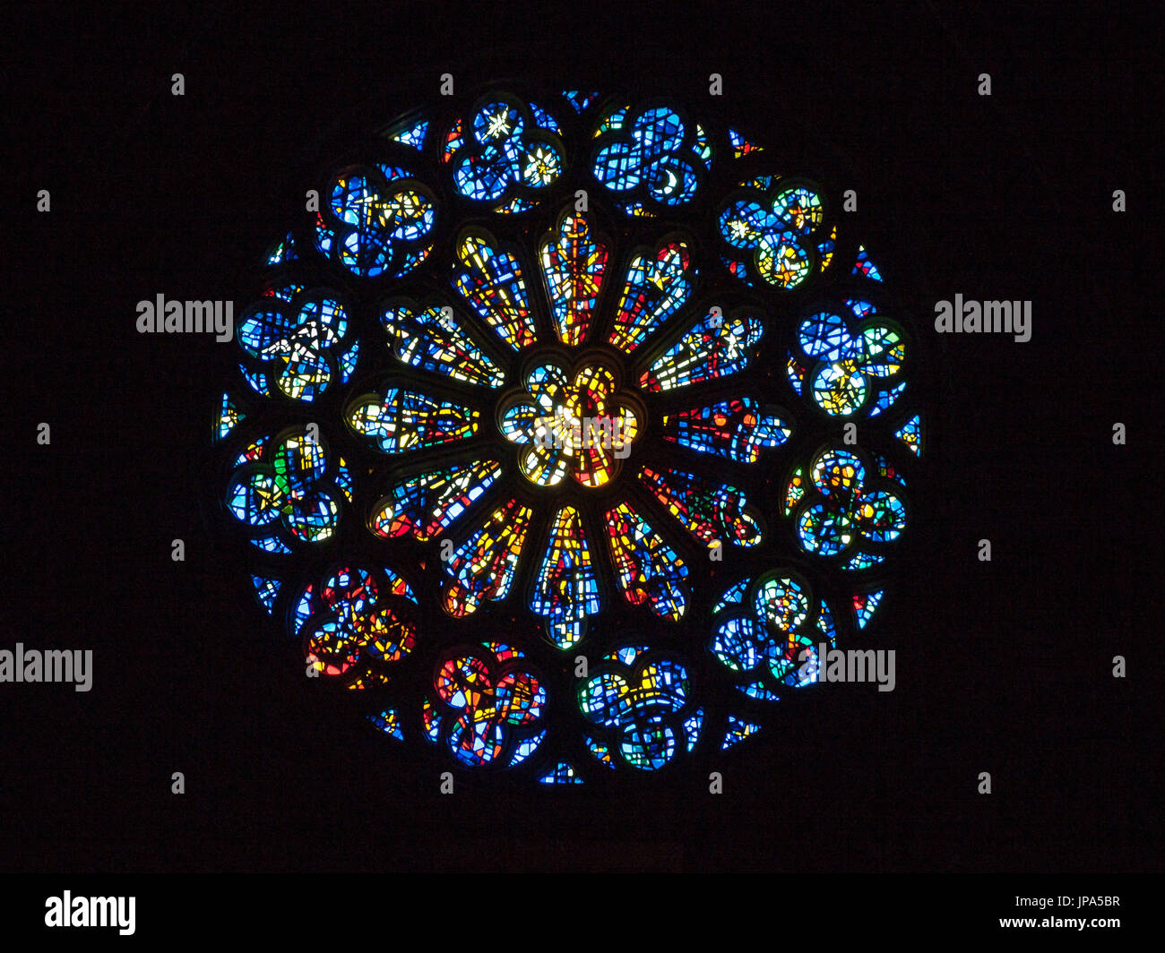 Glasfenster, Rosetta, Grace Cathedral Stockfoto