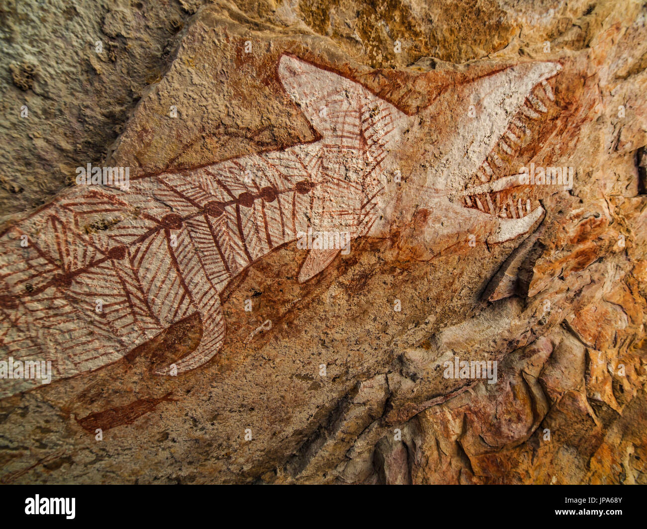 Die Regenbogenschlange (Aborigines Malerei), Australien Stockfoto