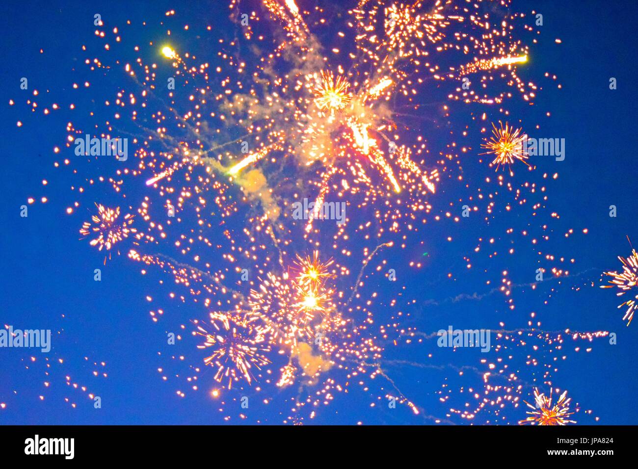 Feier der Tag der Unabhängigkeit für usa am 4. Juli mit einem Feuerwerk. Stockfoto