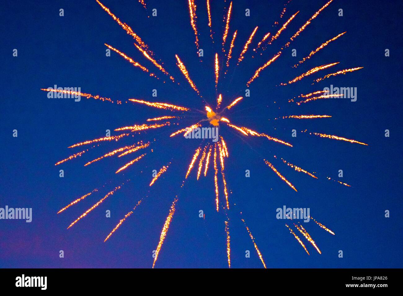 Feier der Tag der Unabhängigkeit für usa am 4. Juli mit einem Feuerwerk. Stockfoto
