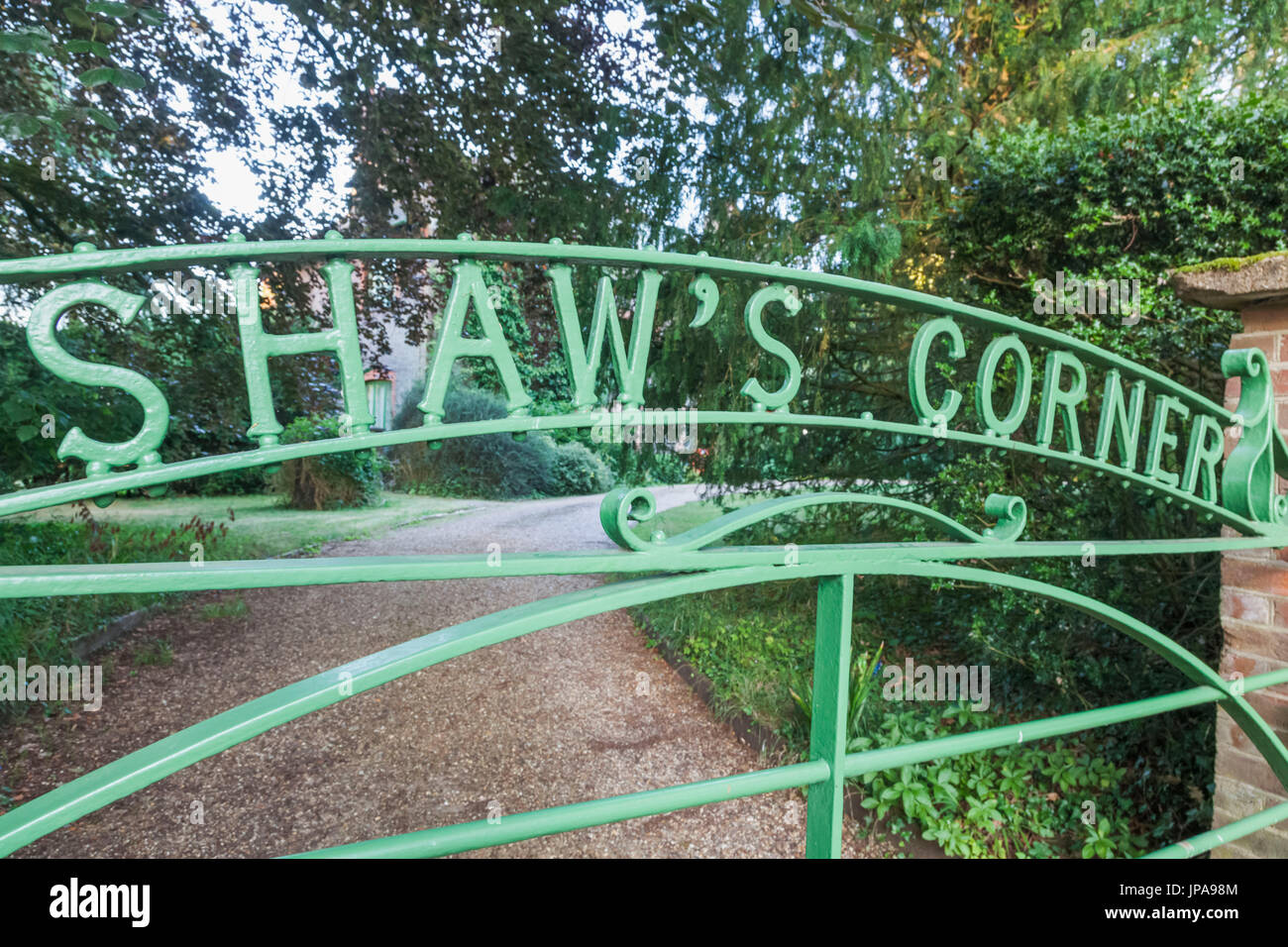 England, Hertfordshire, Ayot Saint Lawrence, Eingangstor zum Shaws Ecke, die Heimat von Shaw Stockfoto