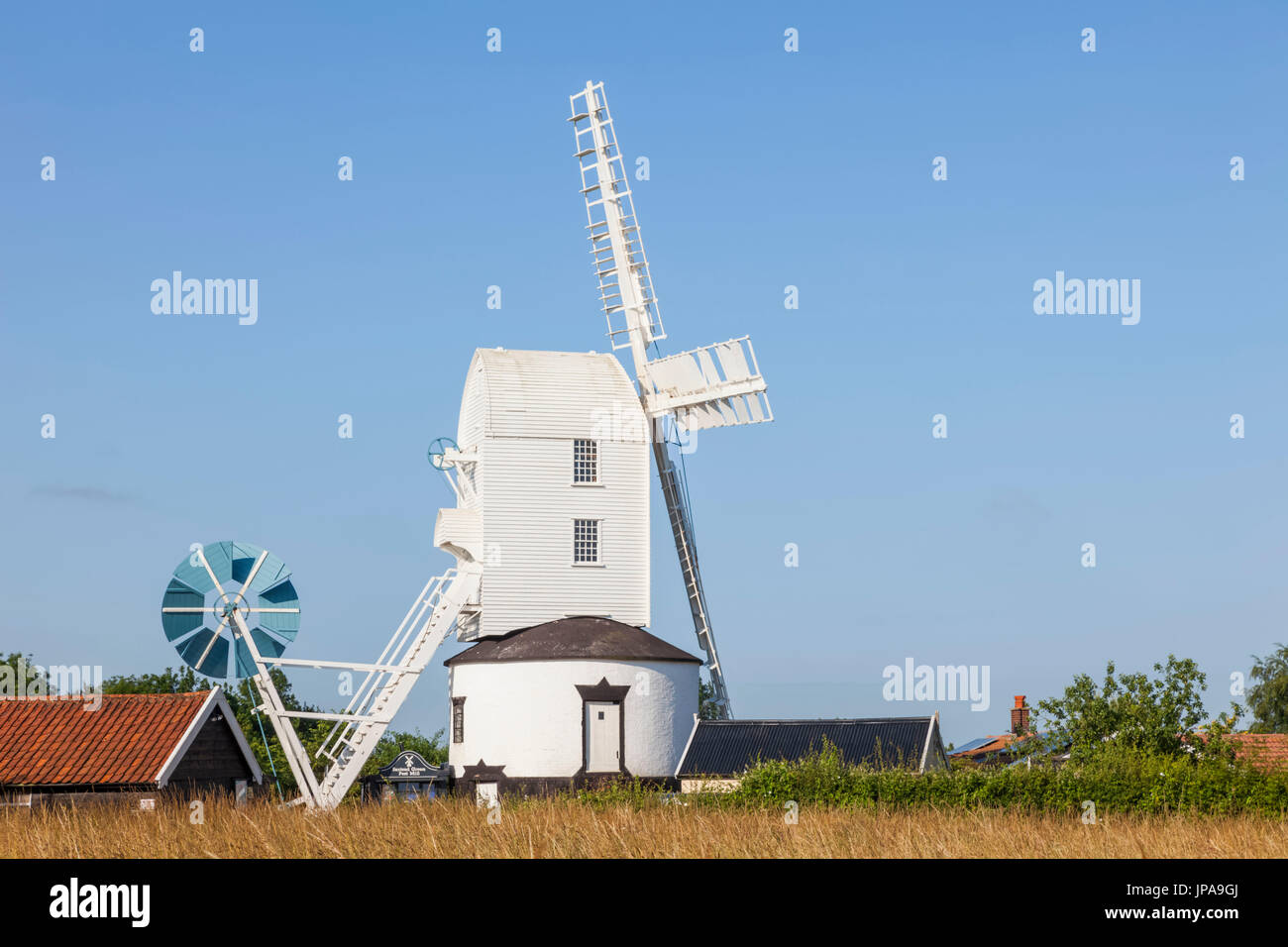 England, Suffolk, Saxtead grün, Post-Mühle Stockfoto