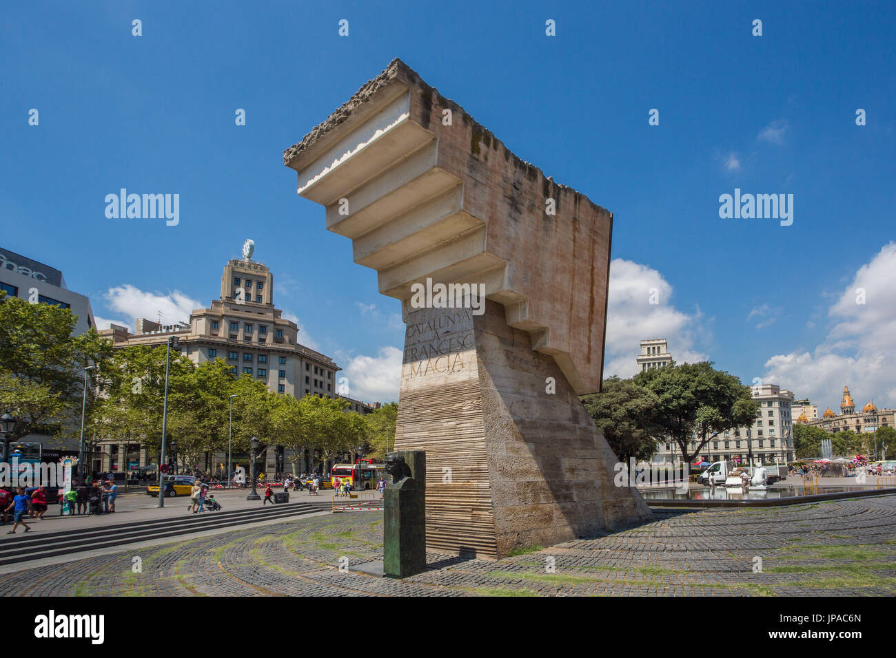 Spanien, Katalonien, Barcelona City, Catalunya Square, Francesc Macia Denkmal Stockfoto