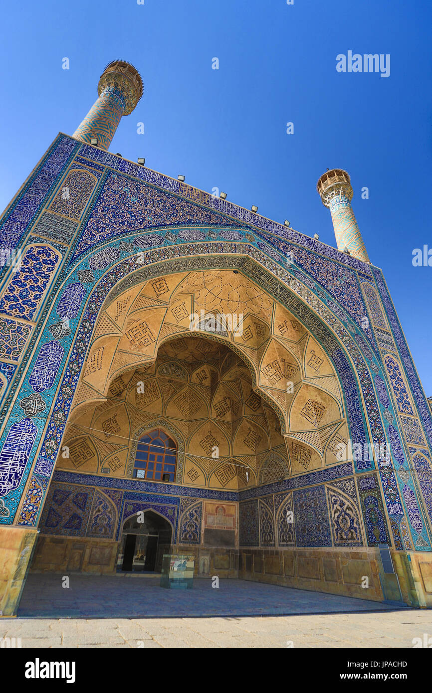Iran, Esfahan Stadt Masjed-e Jame (Freitagsmoschee) UNESCO, Welterbe, UNESCO-Welterbe, Süd Iwan, Stockfoto