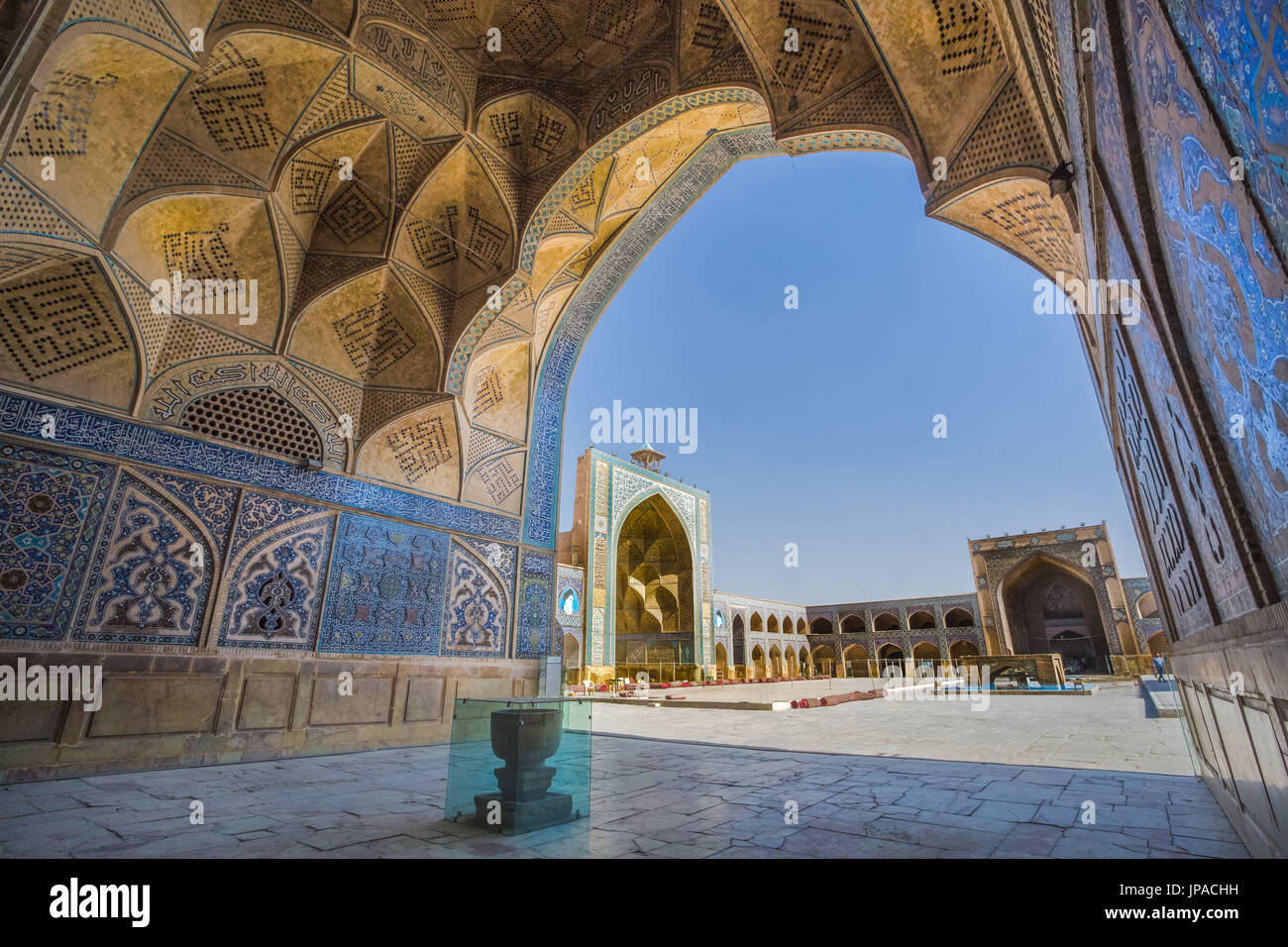 Iran, Esfahan Stadt Masjed-e Jame (Freitagsmoschee) UNESCO, Welterbe, UNESCO-Welterbe, Süd Iwan, Stockfoto