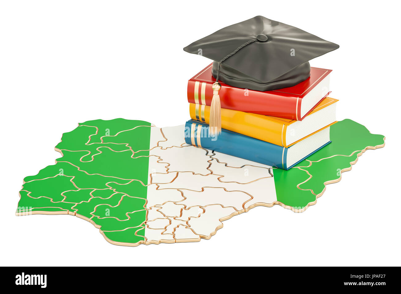 Bildung in Nigeria Konzept, 3D-Rendering isolierten auf weißen Hintergrund Stockfoto