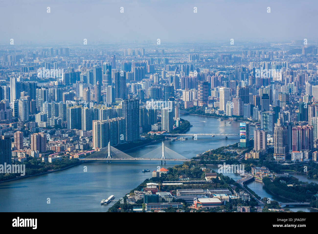 China, Provinz Guangdong, Guangzhou City Skyline von Central Guangzhou, Pearl River Stockfoto