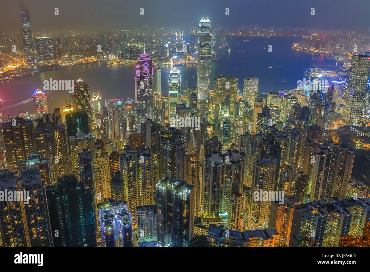 Hong Kong City, Central District, Victoria Harbour Stockfoto