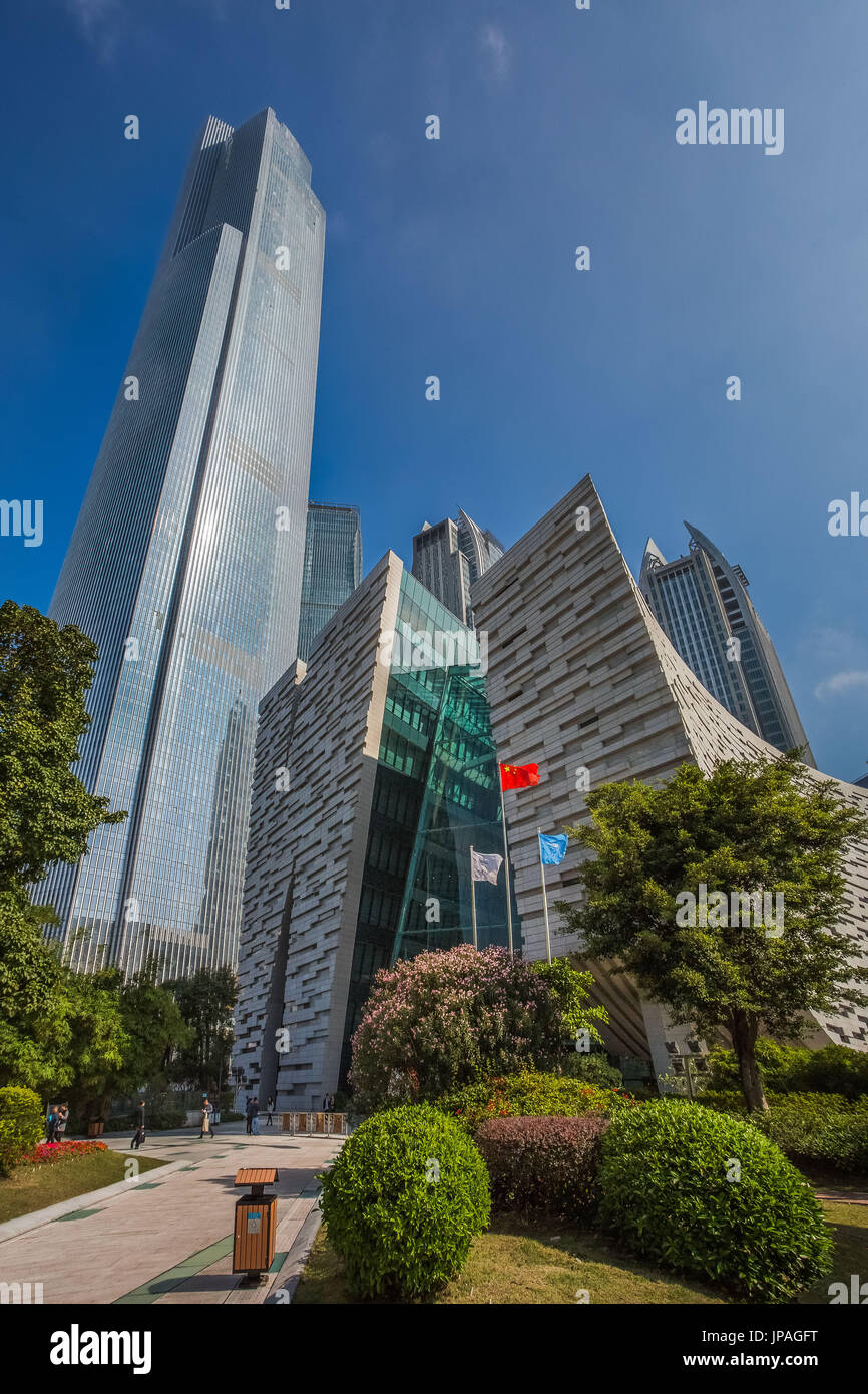 China, Provinz Guangdong, Guangzhou City, Wuyan Neustadt, Ostturm, Guangzhou-Bibliothek Stockfoto