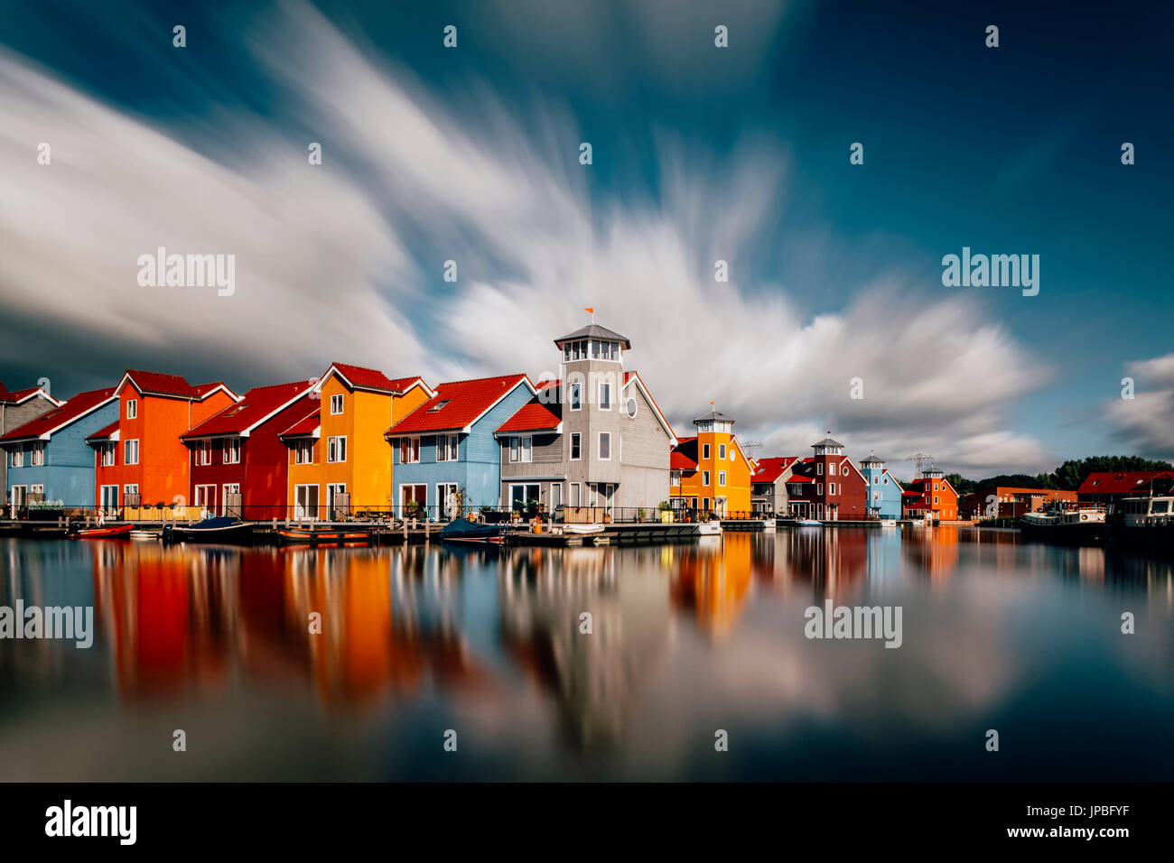 Farbige Häuser in Groningen, Niederlande Stockfoto