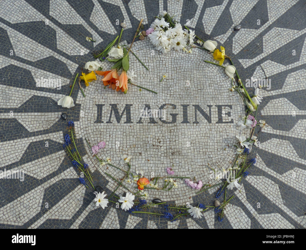 John Lennon Denkmal bei Strawberry Fields, zentrale Pak NY Stockfoto