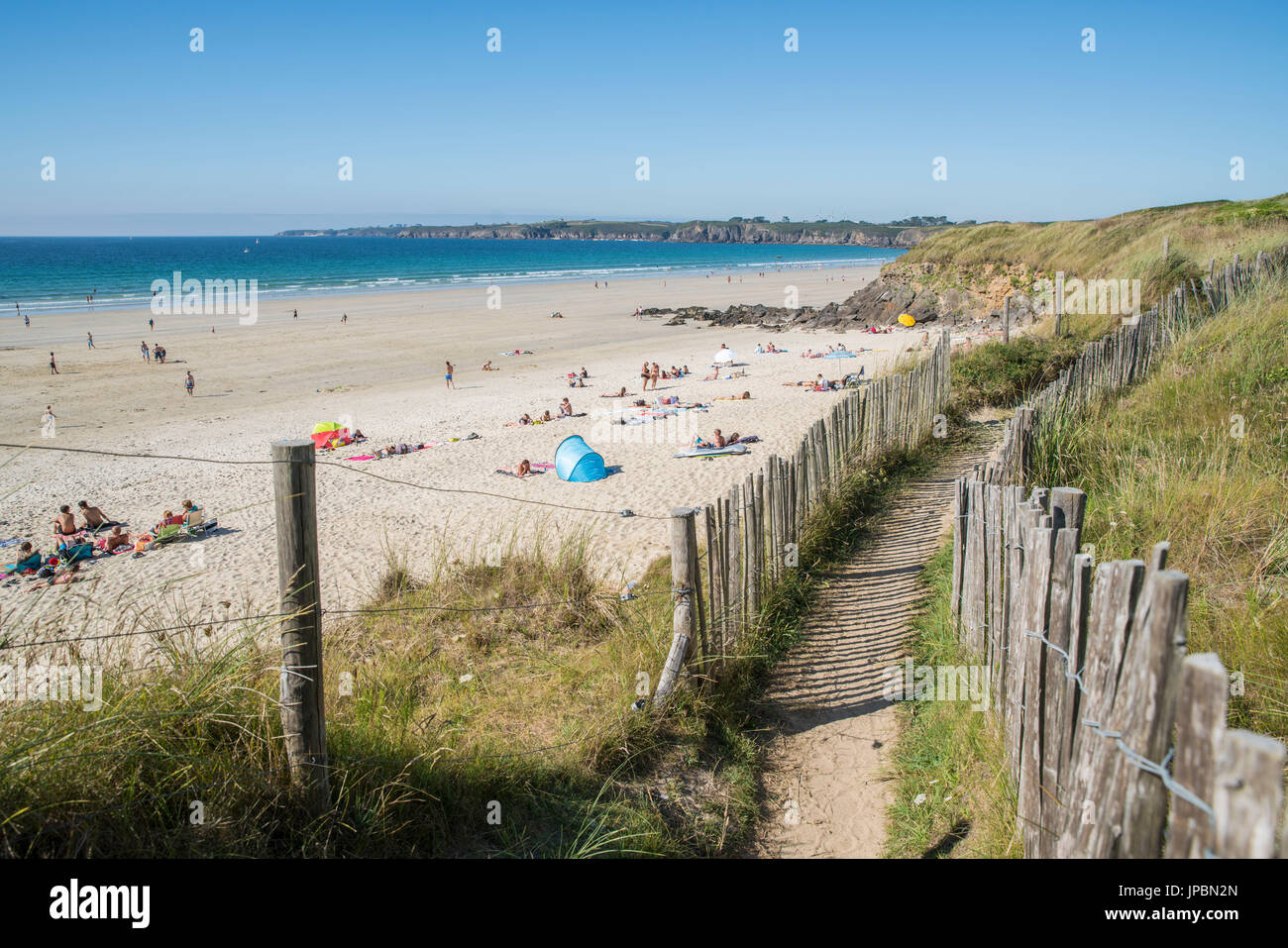 Blancs Sablons Strand. Le Conquet, Finistère, Bretagne, Frankreich. Stockfoto