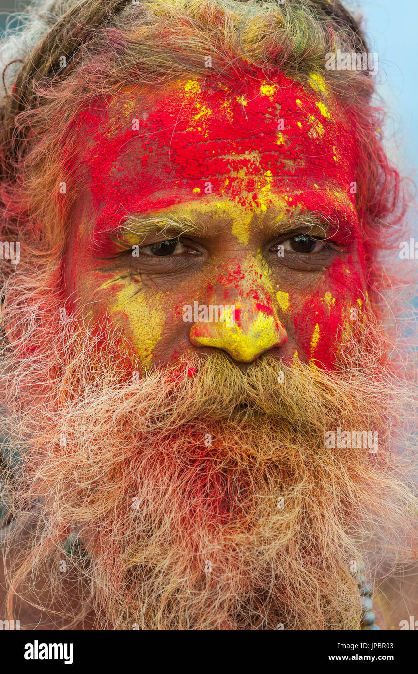 Mathura, Uttar Pradesh, Indien, Asien.  Holi-Fest der Farben. Stockfoto