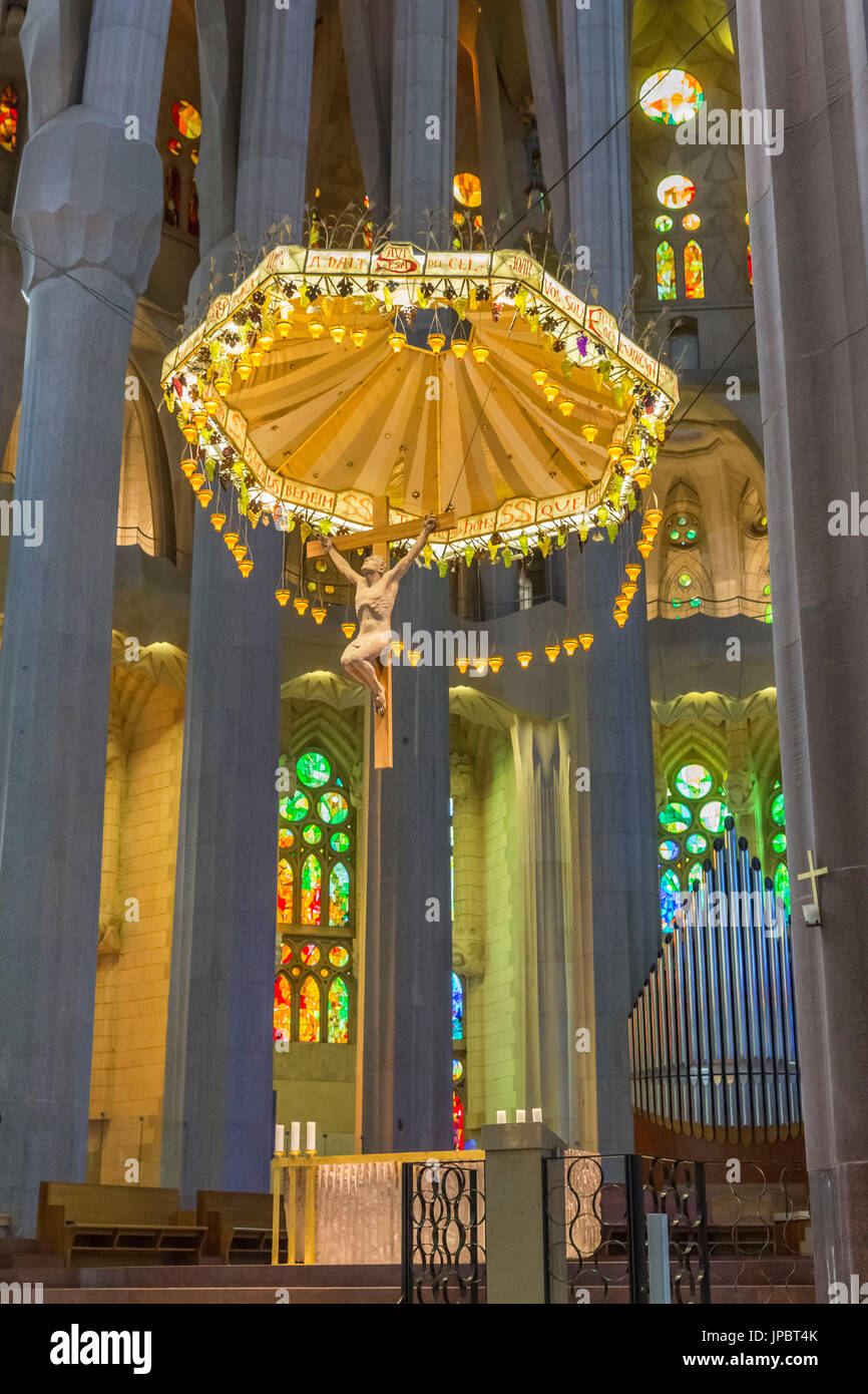 Spanien, Barcelona, Sagrada Familia, Innenraum Stockfoto