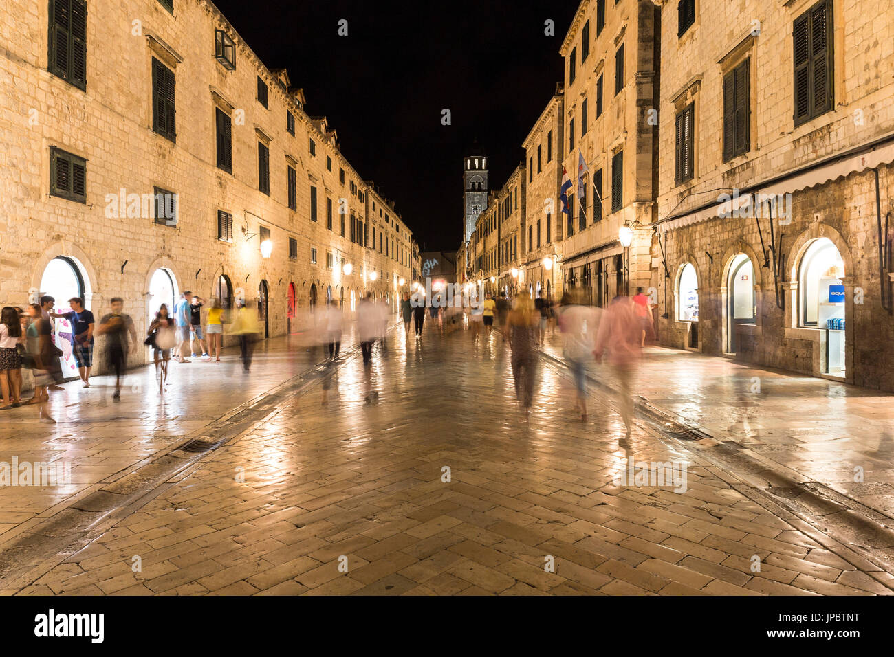 Dubrovnik, Stradun (Dubrovnik, Dubrovnik-Neretva County, Region Dalmatien, Kroatien, Europa) Stockfoto