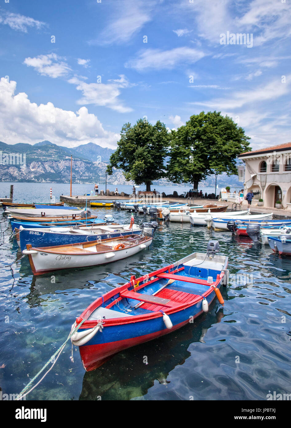 Italien, Trentino, Gardasee, Marina der Stadt Malcesine Stockfoto