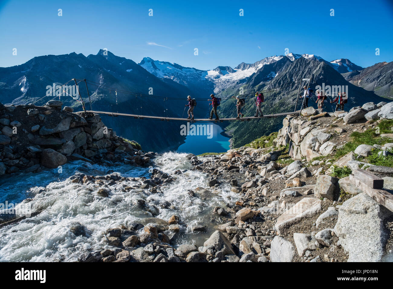 Bergwelt auf der Olperer Runde Tour und Peter Habeler Weg in den Zillertaler Alpen von Österreich Stockfoto