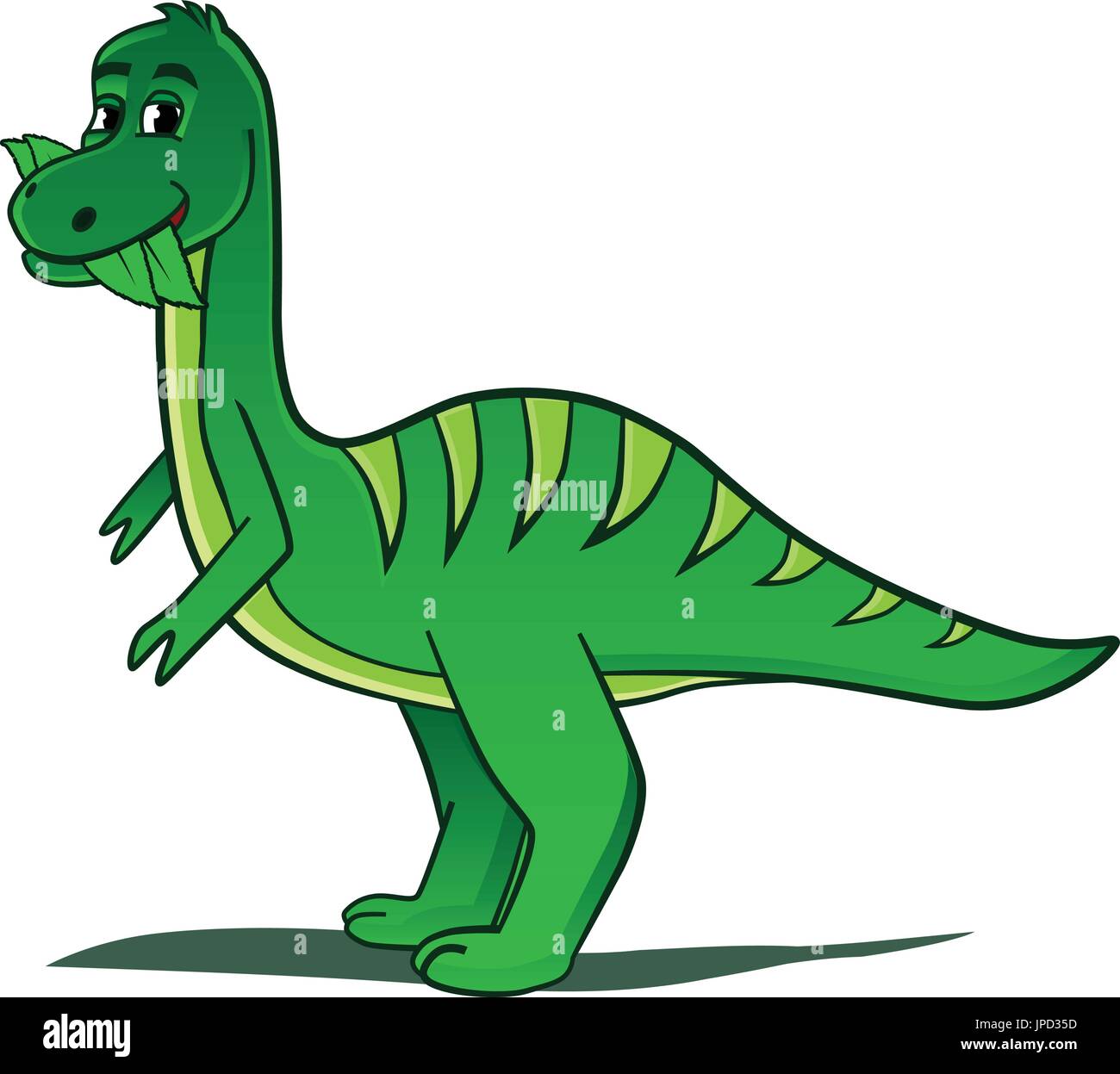 grüne Cartoon Dinosaurier Abbildung, isoliert auf weißem Hintergrund. Stock Vektor