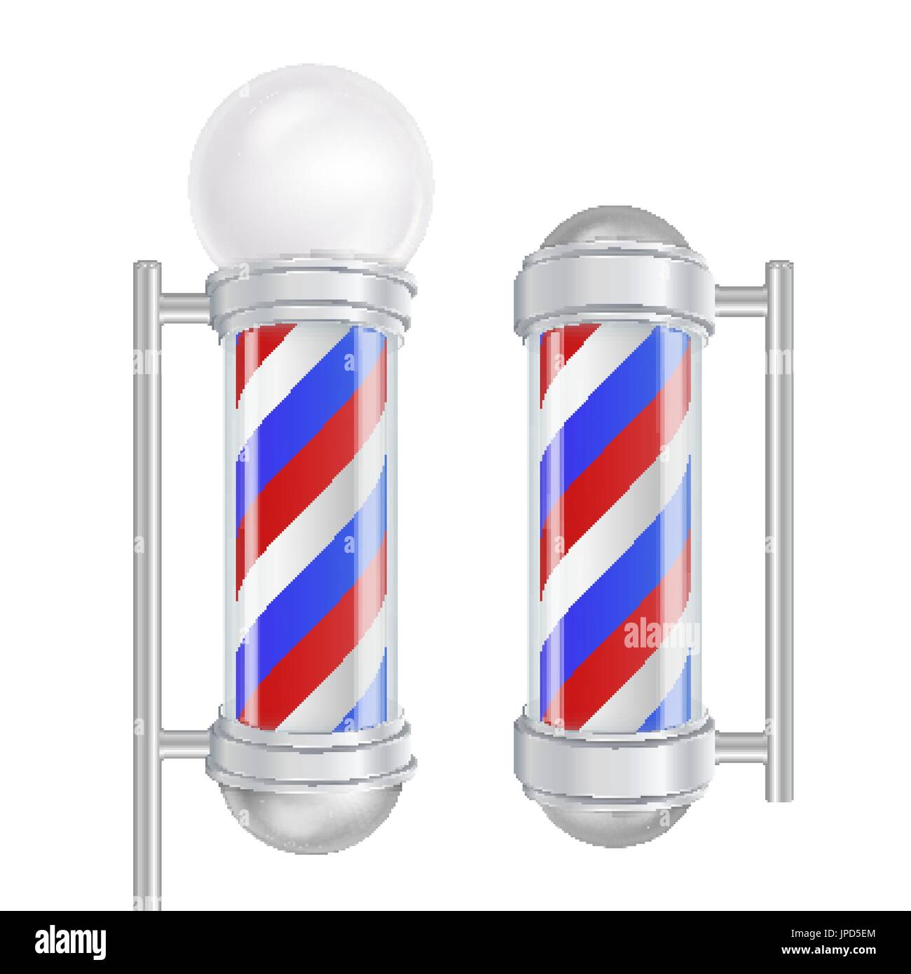 Barber Shop Pole Vektor. Rot, blau, weiße Streifen. Gut für Design, Branding, Werbung. Isolierte Illustration Stock Vektor