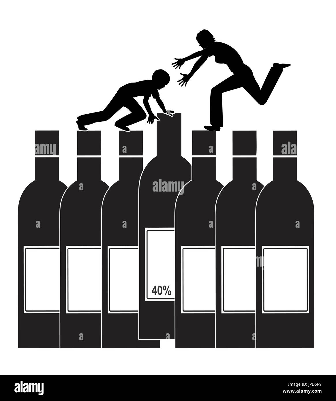 Haushalt Sicherheit verhindern, dass neugierige Kinder Alkoholvergiftung Stockfoto