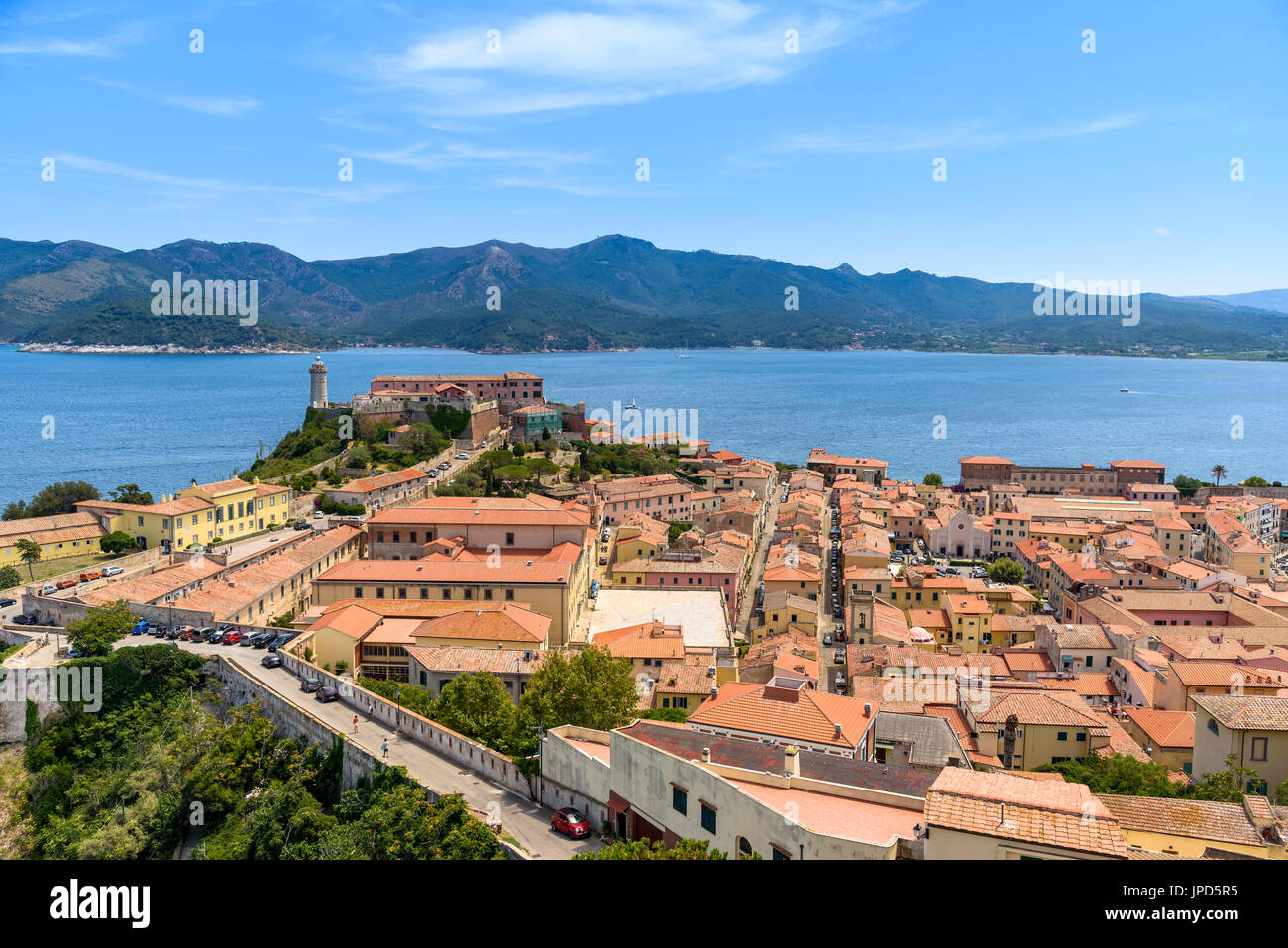 Panoramablick über Portoferraio, Elba Island, Toskana, Italien Stockfoto