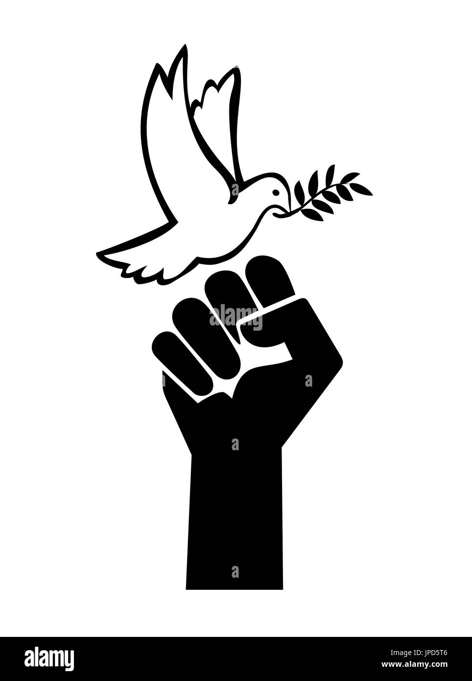 Konzept-Zeichen für die Friedensverhandlungen, die Wahl zwischen ruhigen oder gewalttätige Lösung in geschäftlich oder privat Stockfoto