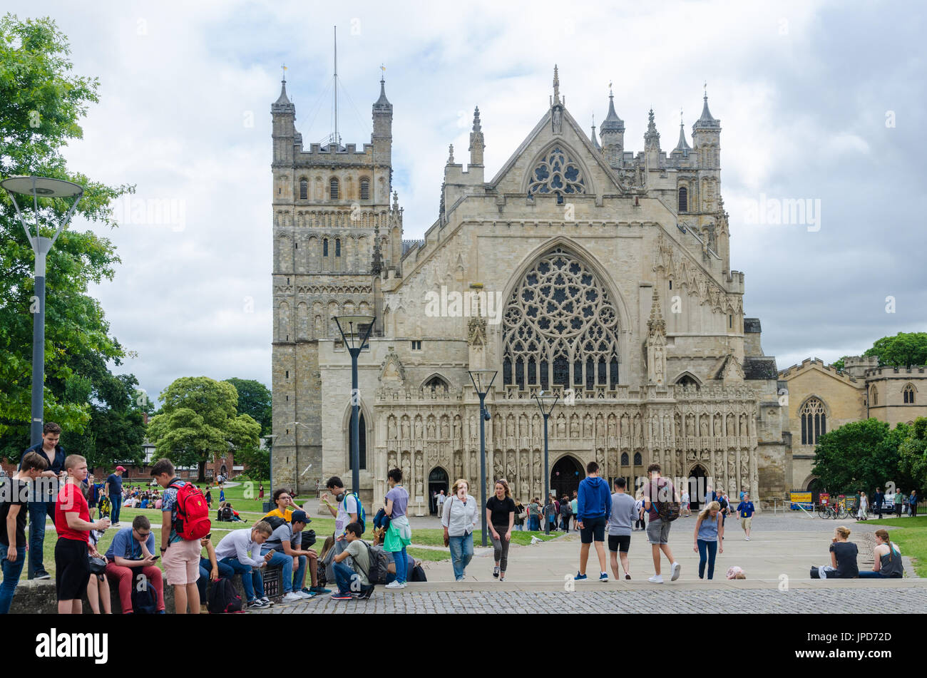 Die Kathedrale von Exeter, einem mittelalterlichen, gotischen Gebäude in Exeter, Devon Stockfoto