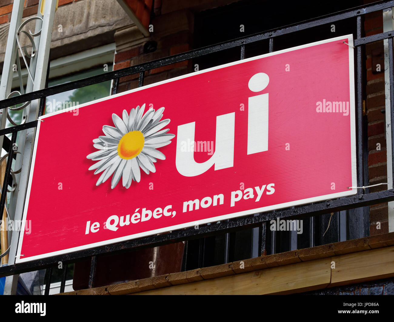 Quebec, Kanada. Quebec Oui Zeichen in Montreal Stockfoto