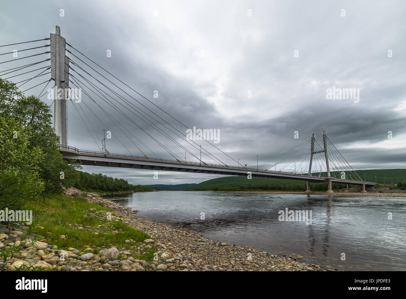 Brücke zwischen Finnland und Norwegen in Utsjoki Stockfoto