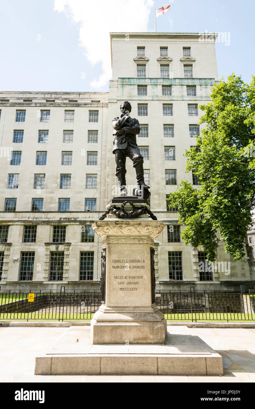 Statue von Generalmajor Charles G. Gordon - "Gordon von Khartum" - am Victoria Embankment Gardens, Westminster, London, UK Stockfoto