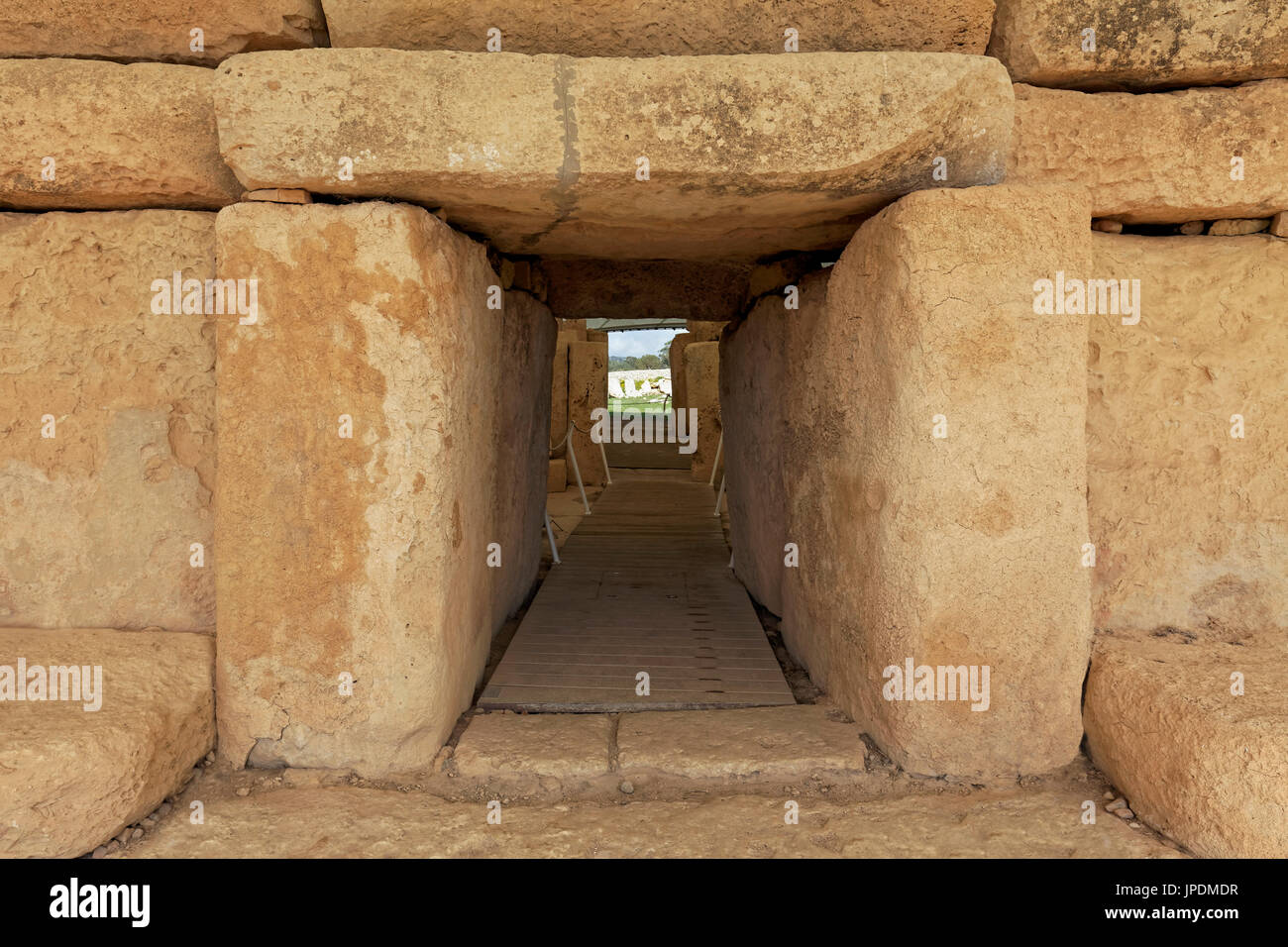 Trilith Eingang von Hagar Qim, prähistorische Tempel Komplex, Megalith Tempel, Qrendi, Malta Stockfoto