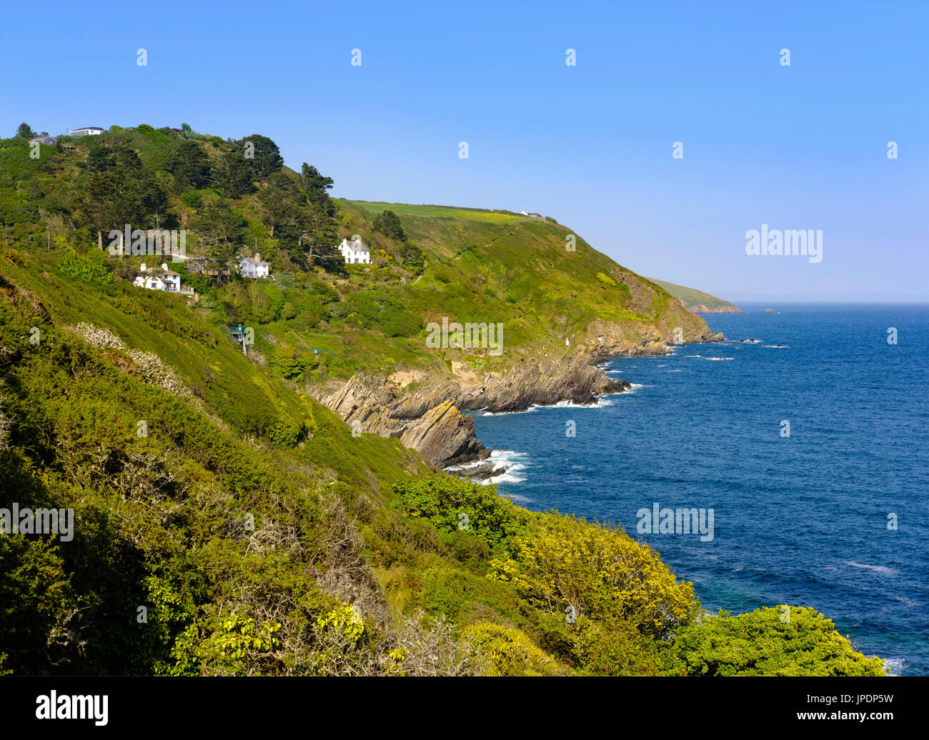 Küste in der Nähe von Polperro, Cornwall, England, Vereinigtes Königreich Stockfoto