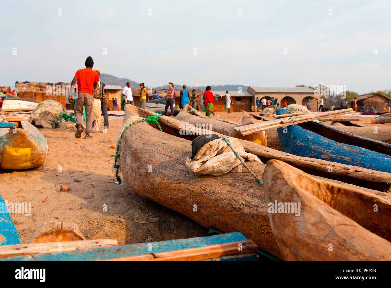 Afrika, Malawi, Salima-Revier. Fischmarkt am Malawi-See Stockfoto