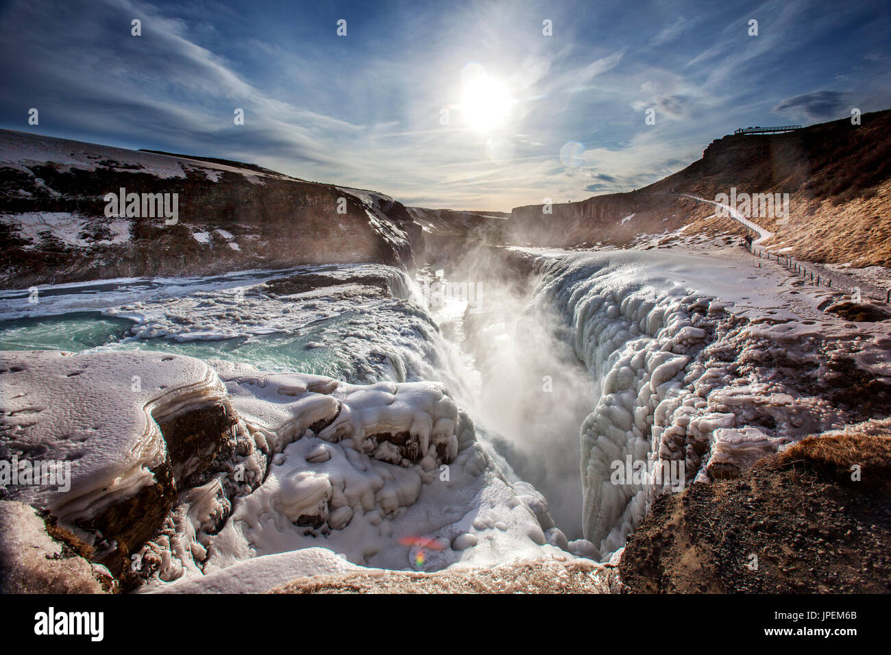 Gullfoss Wasserfall Island Stockfoto