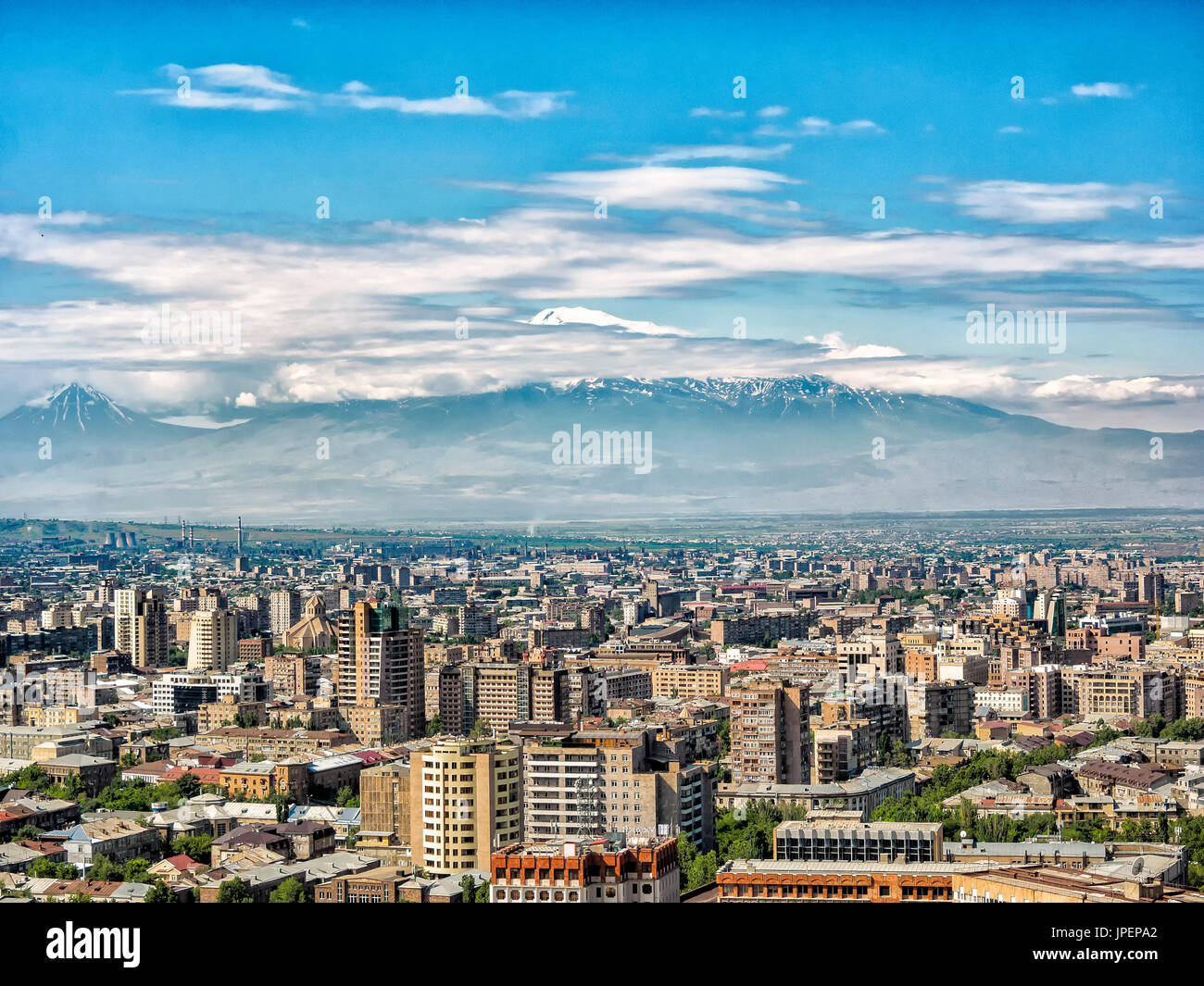 Stadtbild mit Berg Ararat, Yerevan, Yerevan, Armenien Stockfoto
