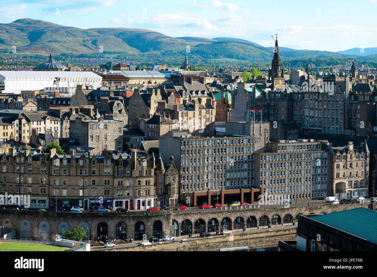 Blick vom Calton Hill zu Altstadt, Edinburgh, Schottland, Vereinigtes Königreich Stockfoto