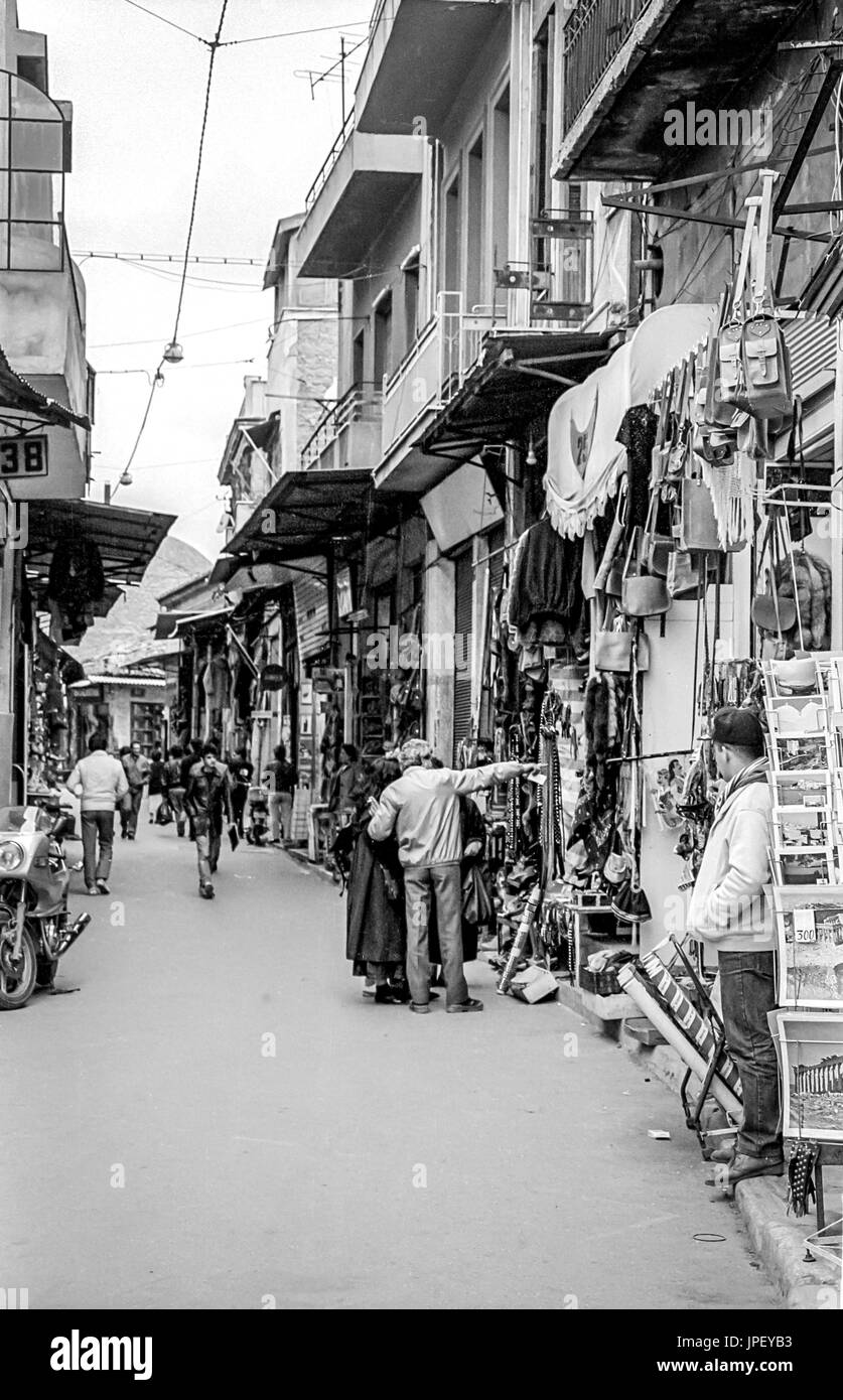Die Monastiraki-Gegend von Athen im Jahr 1986 Stockfoto