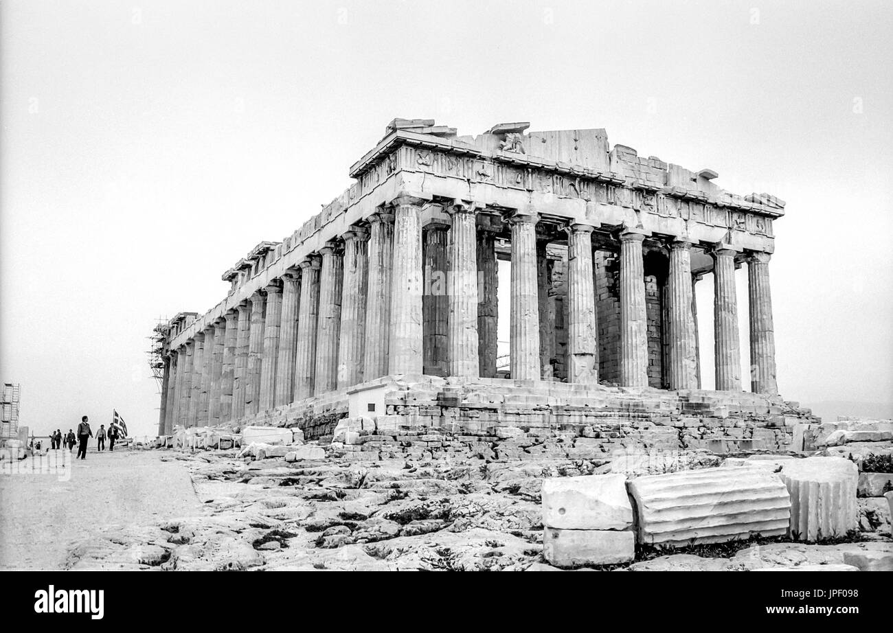 Der Parthenon auf der Akropolis in Athen im Jahr 1986 Stockfoto