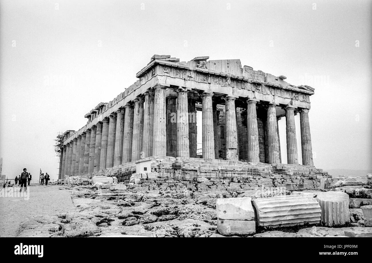 Der Parthenon auf der Akropolis in Athen im Jahr 1986 Stockfoto