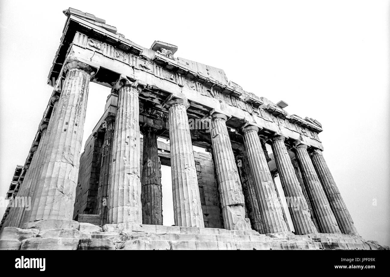 Der Parthenon auf der Akropolis in Athen im Jahr 1986 Stockfoto