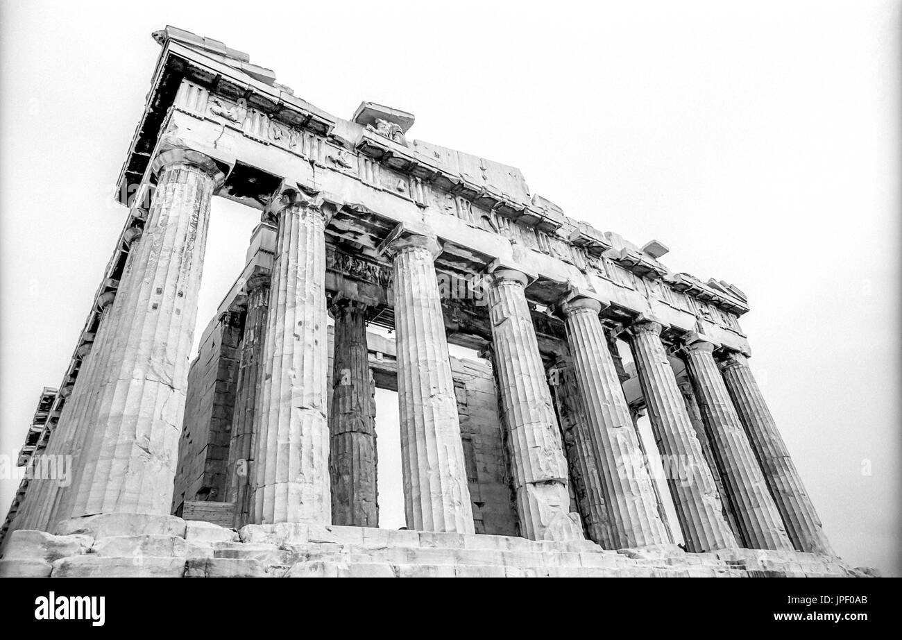 Der Parthenon auf der Akropolis in Athen im Jahr 1986 Stockfoto