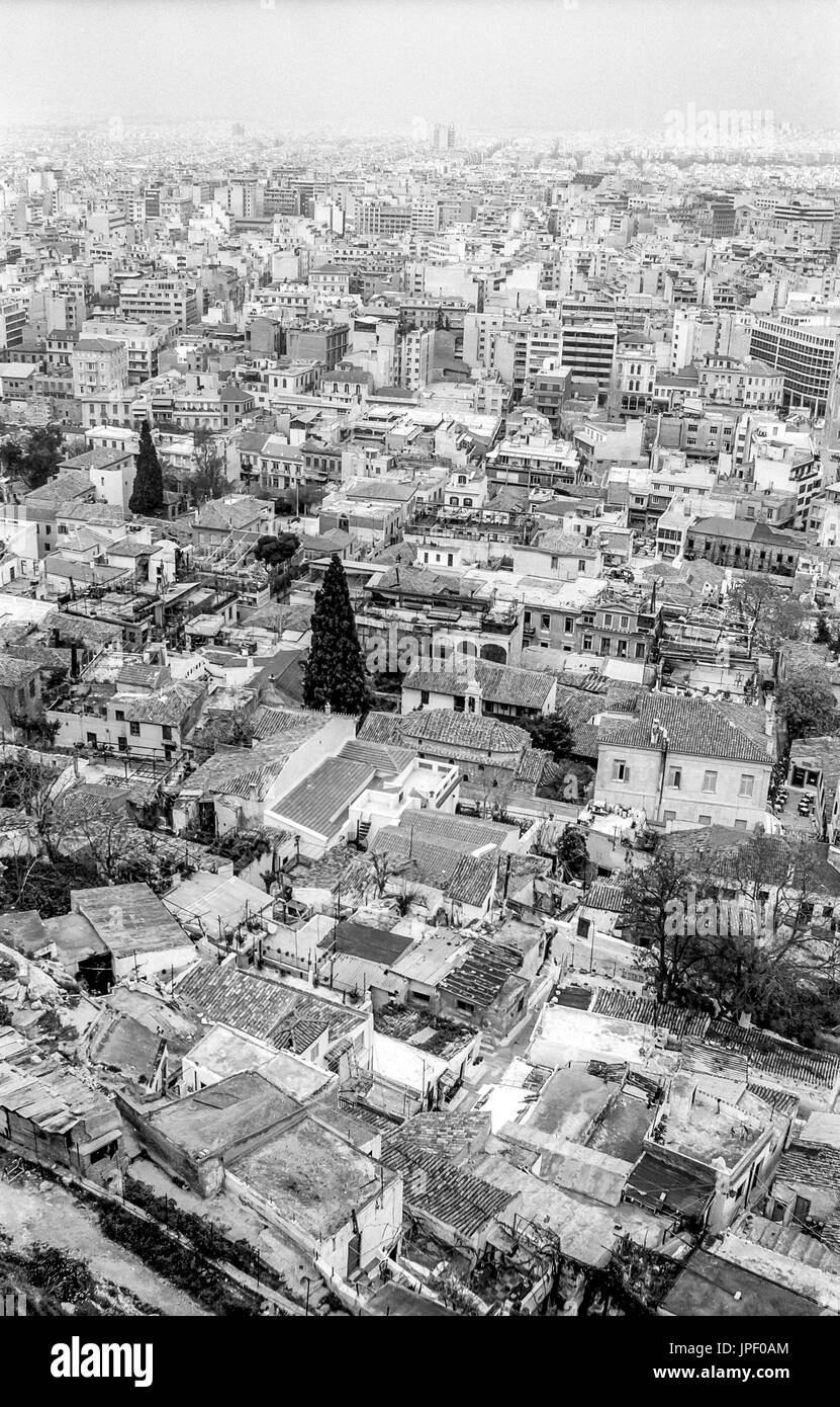 Ein Blick über Athen im Jahr 1986 Stockfoto