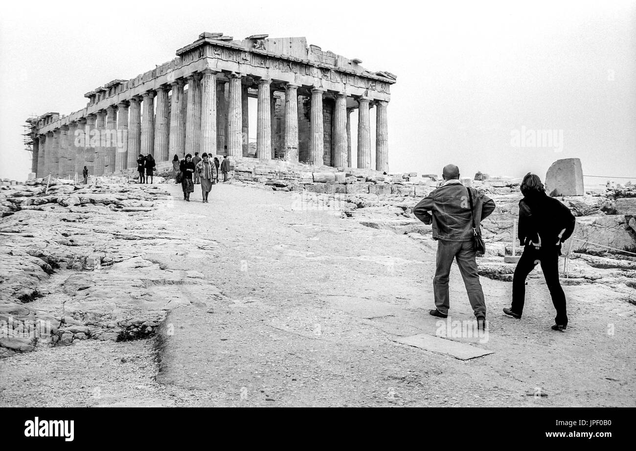 Der Parthenon auf der Akropolis in Athen im Jahr 1986 Stockfoto