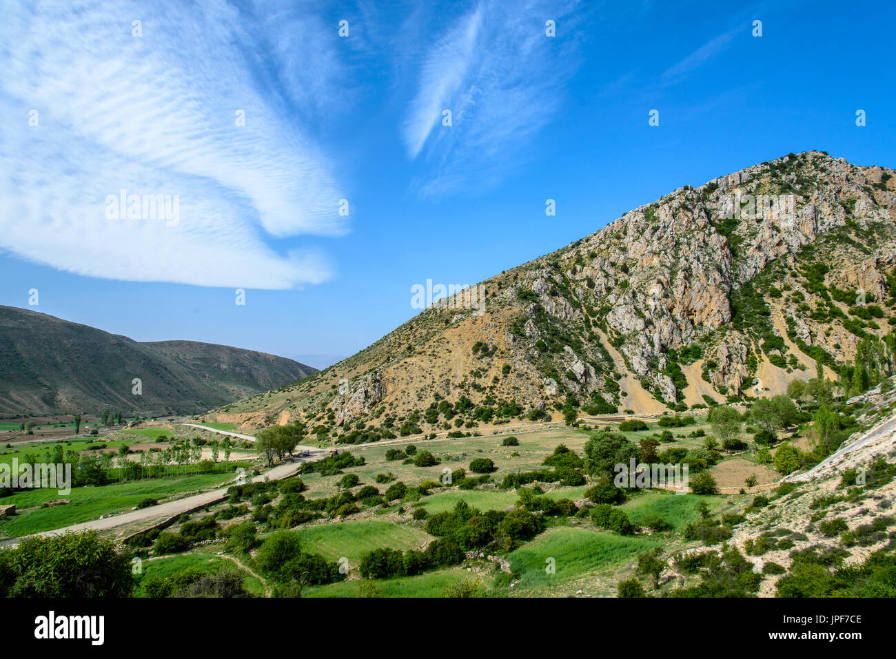 Blick auf die Berge rund um Badab-e Surt, Iran Stockfoto