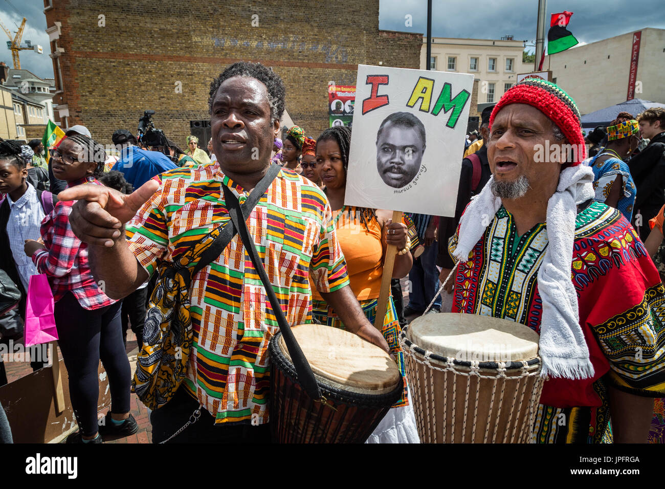 London, UK. 1. August 2017. Jährliche Afrikan Emanzipation Tag Reparationen Rallye und März in Brixton © Guy Corbishley/Alamy Live News Stockfoto