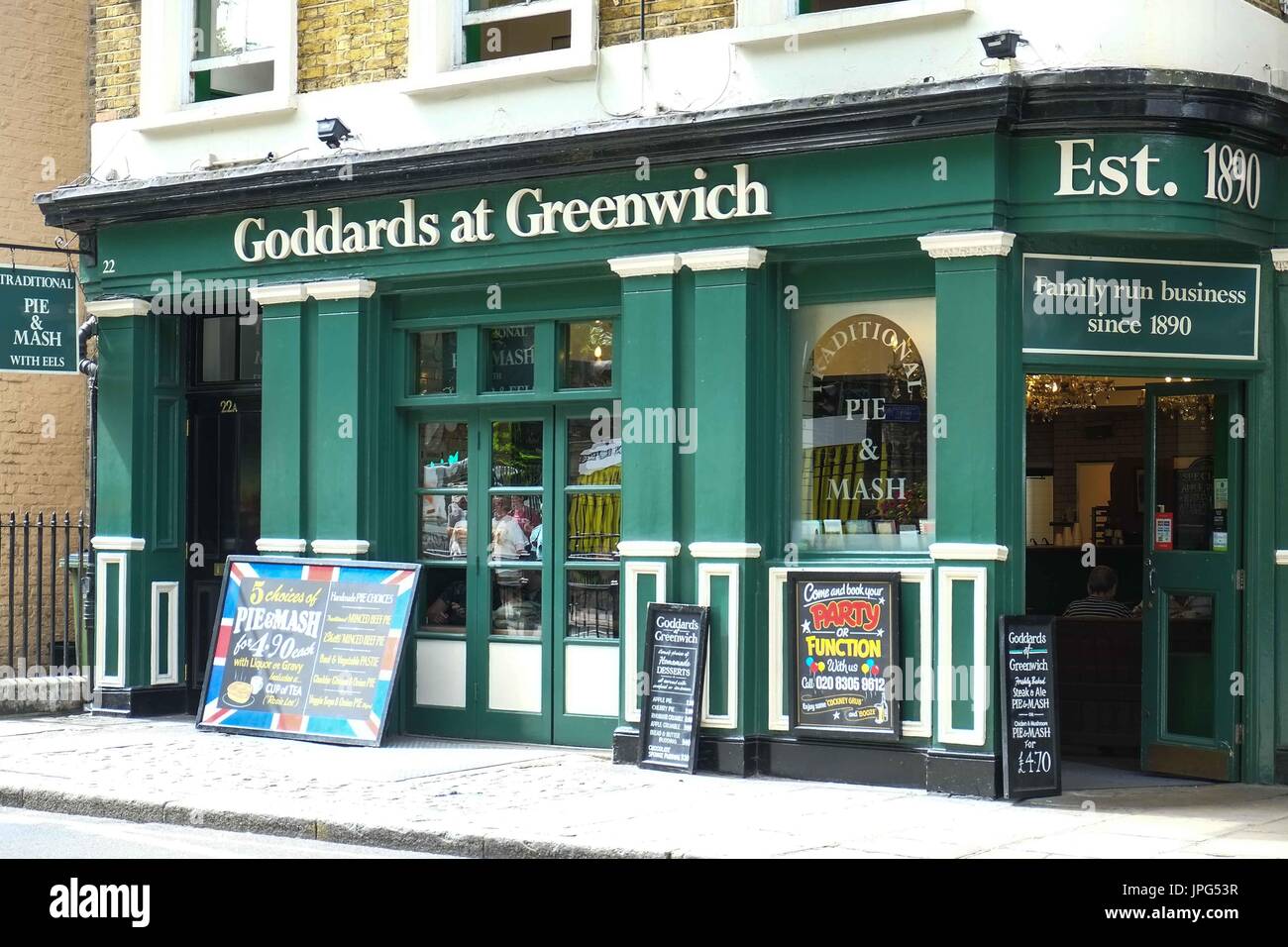 Goddards Torte und Brei-Shop, Greenwich Süd - East London Stockfoto